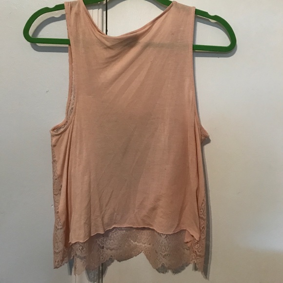 TOPSHOP Pale pink/mauve beaded lace tank top. Beads are brown - Picture 4 of 4